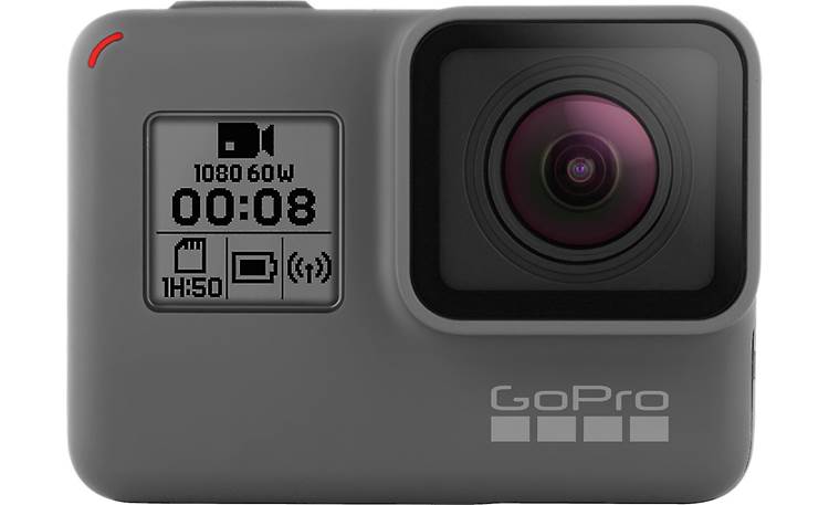 GoPro HERO5 Black Monitor camera settings, Wi-Fi status, and remaining memory card and battery life from the camera's front display