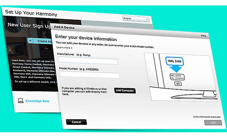 Logitech® Harmony® 950 The free MyHarmony site lets you program your remote online