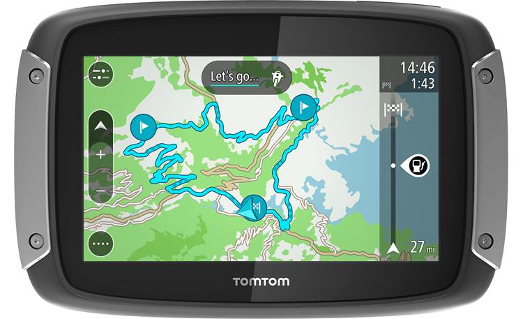 TomTom Rider 400 Portable motorcycle navigator with 4.3" display — includes free lifetime map and traffic at Crutchfield