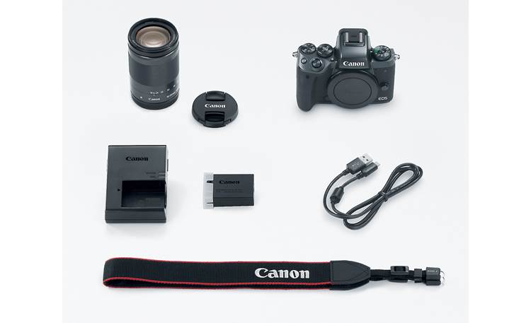 Canon EOS M5 Telephoto Lens Kit Shown with included accessories