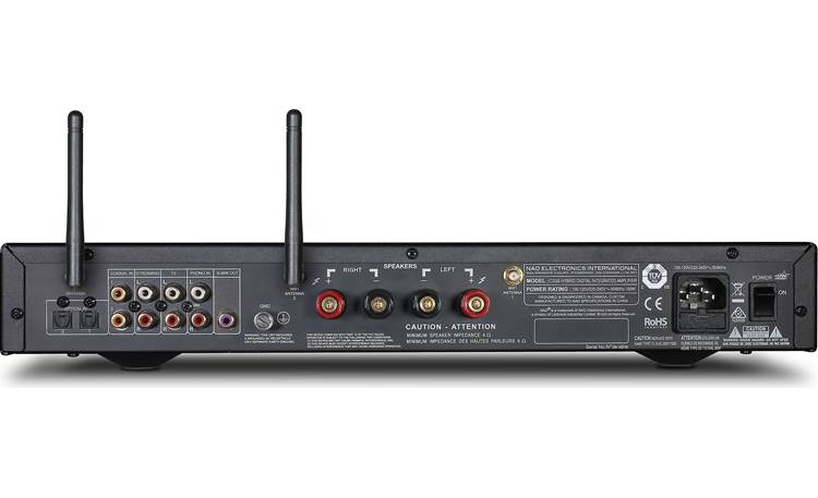 NAD C 338 Back, with Wi-Fi antennas raised