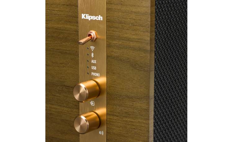Klipsch The Three Walnut - top-mounted control knobs