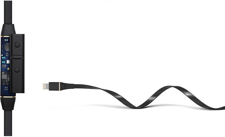 Audeze iSINE 20 Detachable Lightning cable with built-in DAC, amp, and mic for use with your iPhone or iPad (cutaway view of cable)