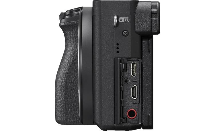 Sony a6500 (no lens included) Right side, showing connections