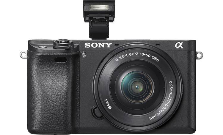 Sony a6300 Kit Front, with pop-up flash extended