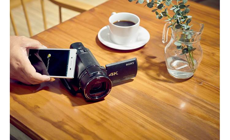 Sony Handycam® FDR-AX53 Quick touch pairing with NFC-enabled devices.