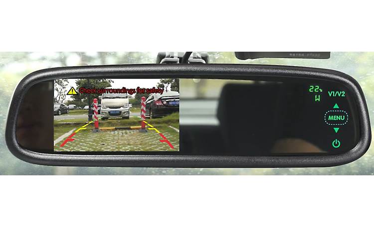 BOYO VTM43TC Replacement Rear-View Mirror with 4.3 TFT-LCD Backup Camera Monitor Auto-Dimming and Temperature/Compass Display 