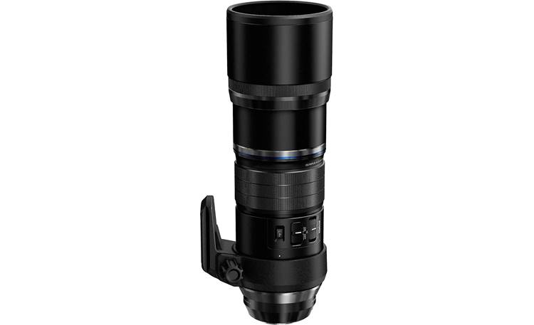 Olympus M. Zuiko ED 300mm f/4 IS PRO Vertical, with built-in retractable hood extended