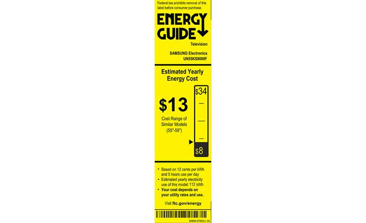 Samsung UN55KS9000 EnergyGuide label