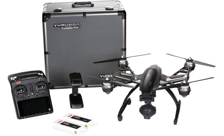 Yuneec Q500 RTF Bundle drone with 4K camera, flight controller, case, and two batteries at Crutchfield