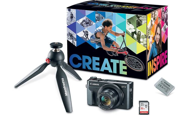 Canon PowerShot G7 X Mark II Video Creator Kit Includes mini tripod, spare battery, and 32GB memory card
