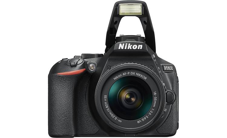 Nikon D5600 Kit Front, with flash popped up