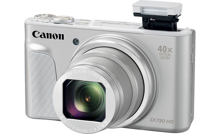 Canon PowerShot SX730 HS Shown with flash popped up