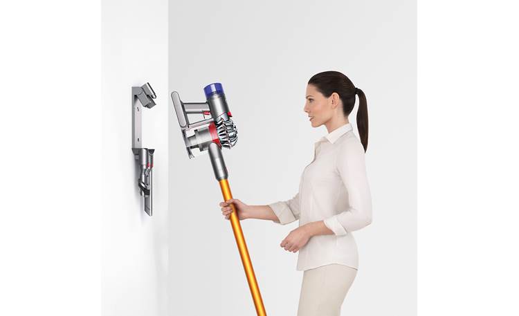 Dyson V8 Absolute The wall-mounted docking station charges and stores the V8