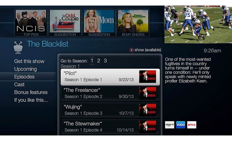TiVo Bolt® V2 Easily find single shows or whole seasons on local broadcasts, cable, or streaming apps