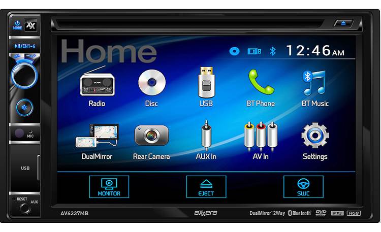 Axxera AV6337MB Check out your smartphone's display on this receiver's touchscreen using the DualMirror feature