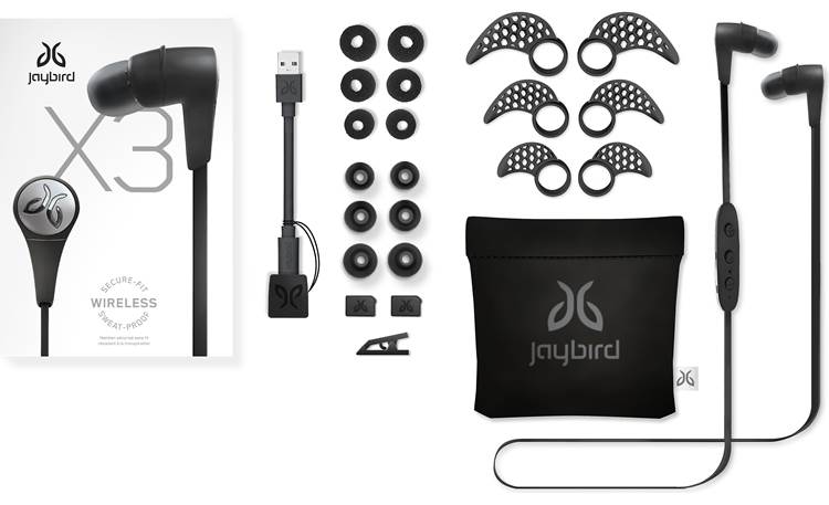 Jaybird X3 Wireless Accessories include six pairs of ear tips