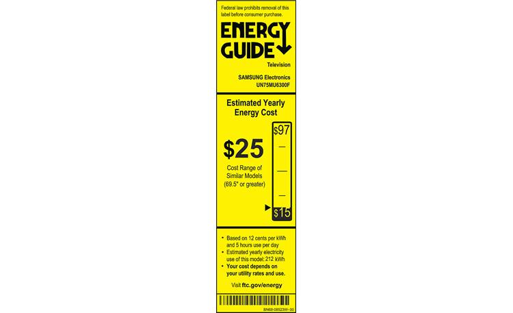 Samsung UN75MU6300 Energy Guide