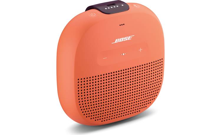 Bose® SoundLink® Micro <em>Bluetooth®</em> speaker Orange with Purple strap - left front