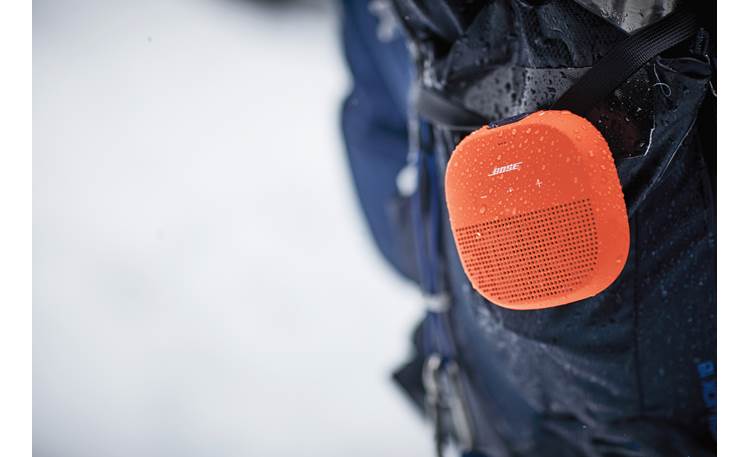 Bose® SoundLink® Micro <em>Bluetooth®</em> speaker Orange with Purple strap - waterproof casing