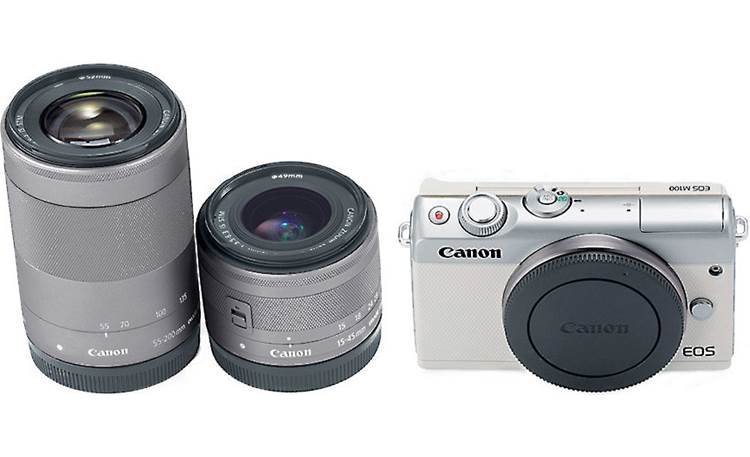 Por qué no Anticuado basura Canon EOS M100 Two Lens Kit (White) 24.2-megapixel mirrorless camera with  15-45mm and 55-200mm IS zoom lenses, Wi-Fi®, and Bluetooth® at Crutchfield