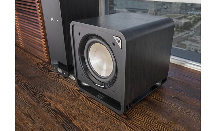 Modern Sub that Fits in any Setting Washed Black Walnut For the Ultimate Home Theater Experience up to 200W Amp 10” Woofer Polk Audio HTS 10 Powered Subwoofer with Power Port Technology 