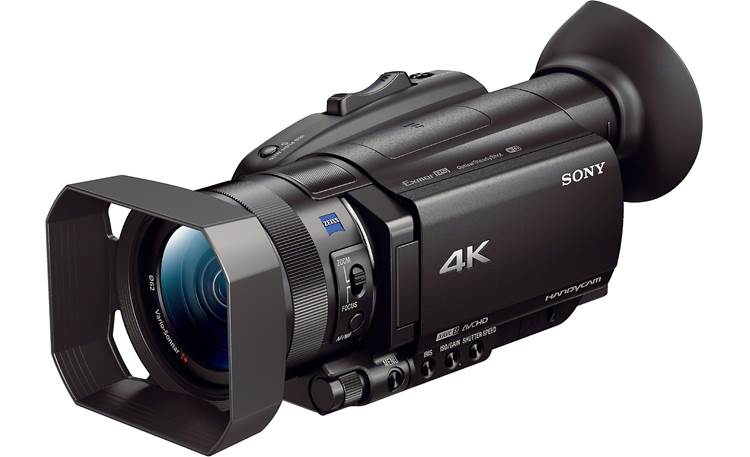 Sony Handycam® FDR-AX700 Shown with eye cup and lens hood in place
