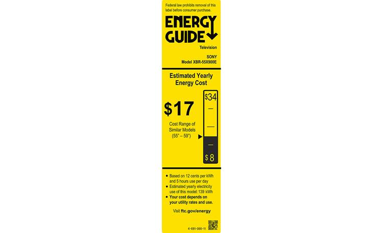 Sony XBR-55X900E Energy Guide