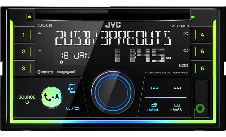 JVC KW-R935BTS This 4" tall CD receiver offers a clean look and easy access to all your music sources