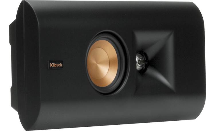 Klipsch Reference Premiere RP-140D Angled view, wall-mounted, grille off
