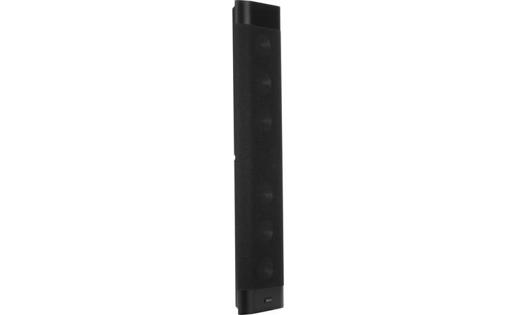 Klipsch Reference Premiere RP-640D Mounted vertically on a wall, angled view  (grille on)