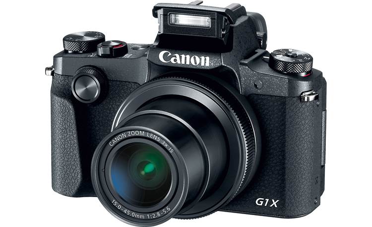 Canon PowerShot G1 X Mark III Shown with flash popped up