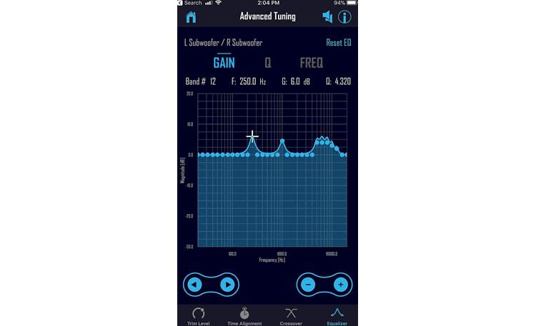 Rockford Fosgate DSR1 PerfectTune app EQ view