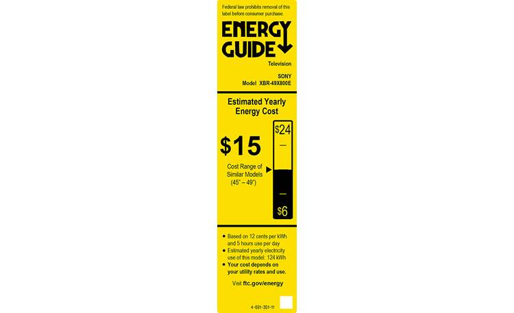 Sony XBR-49X800E Energy Guide