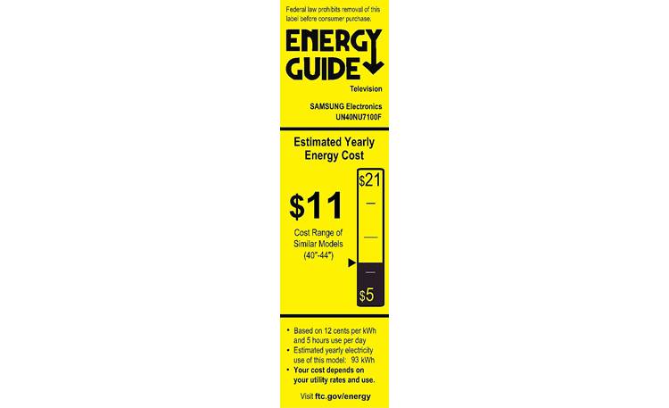 Samsung UN40NU7100 Energy Guide