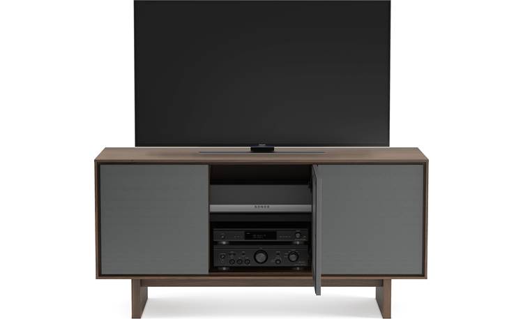 BDI Octave™ 8377GFL Toasted Walnut - upper compartments can accommodate a sound bar of up to 44