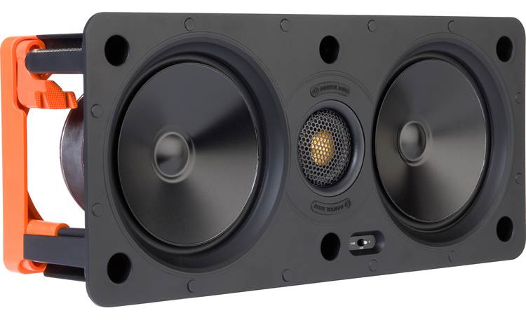 Monitor Audio W250-LCR Angled front view with grille off