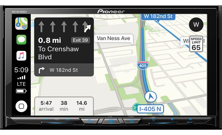 Pioneer AVH-W4400NEX Save time with great directions from CarPlay or Android Auto. Apple CarPlay navigation pictured. 