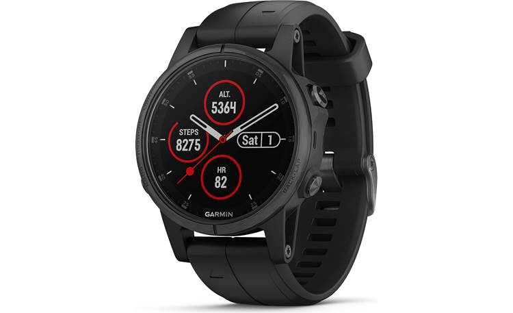 Garmin fenix 5S Plus Sapphire (Black with black band) GPS multisport  training smartwatch with music player — 42 mm case with stainless steel  bezel at Crutchfield