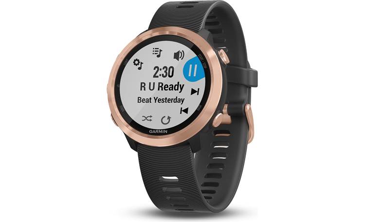 Garmin Forerunner 645 Music (Black with Rose Gold hardware) GPS running watch with built-in heart rate monitor and music storage Crutchfield