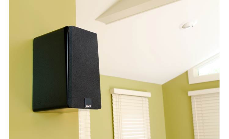 SVS Prime Tower 5.0 Home Theater Speaker System Prime satellite speaker, mounted on a wall