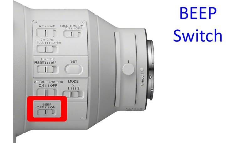 Sony FE 400mm f/2.8 GM OSS Beep switch lets you enable or disable audible focus confirmation