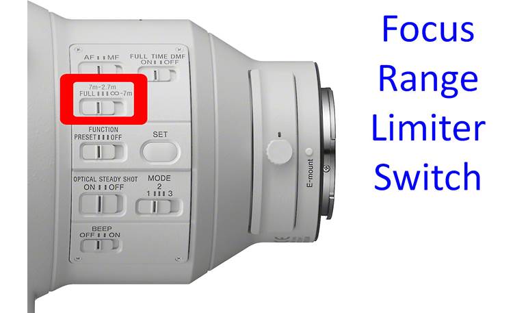 Sony FE 400mm f/2.8 GM OSS Range limiter controls let you restrict the focal range for faster focusing