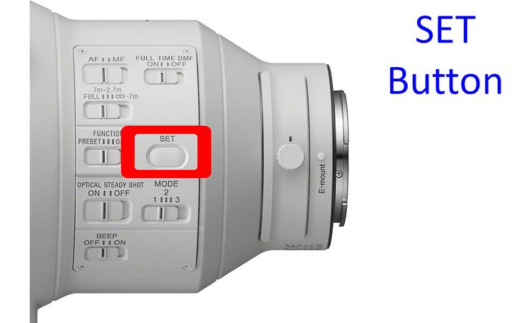 Sony FE 400mm f/2.8 GM OSS SET button lets you select a desired autofocus point for instant recall