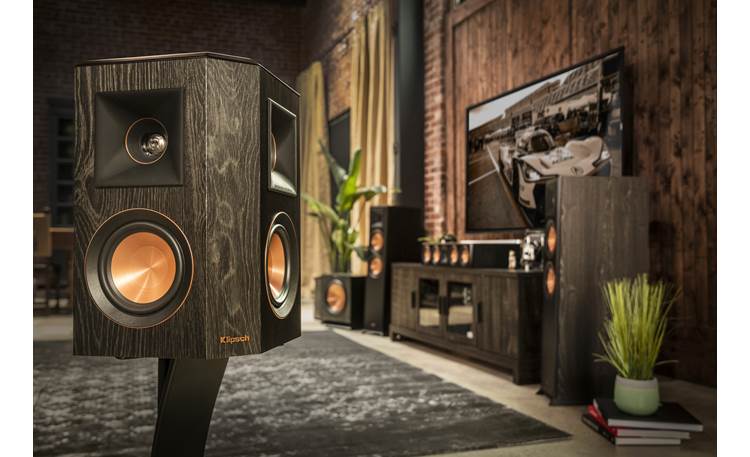 Klipsch Reference Premiere RP-402S Shown as part of a Klipsch home theater system