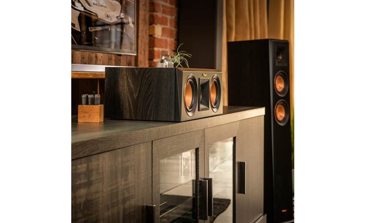 Klipsch Reference Premiere RP-600C Shown as part of a Klipsch home theater system