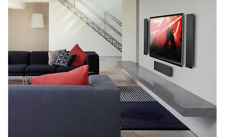 KEF T301 Shown as part of a low-profile home theater system