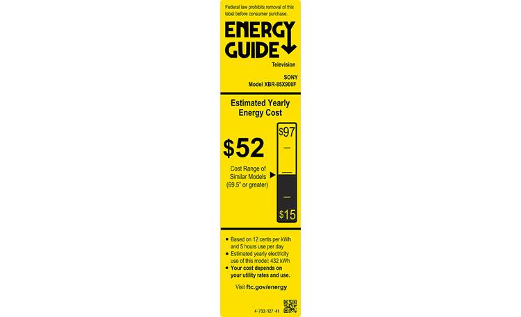 Sony XBR-85X900F Energy Guide