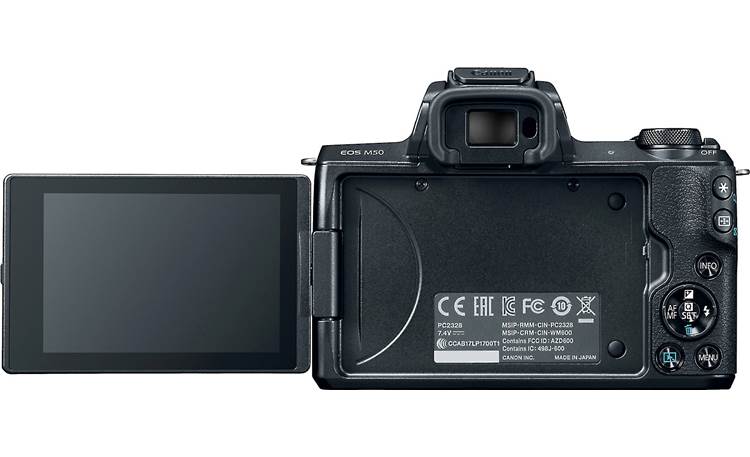 Canon EOS M50 Kit Back, with rotating touchscreen flipped out