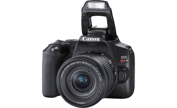 Canon EOS Rebel SL3 Kit Front, with pop-up flash deployed